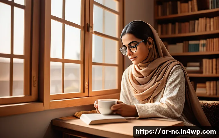 내적 동기를 키우는 독서 목록 - A cozy reading nook in a modern Arabic-style home featuring warm earth tones and intricate geometric...