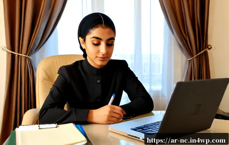 Home 17 내적 동기를 반영한 자기소개서 작성법 - Photorealistic Arab young professional in modest business attire sitting at a tidy home desk, though...